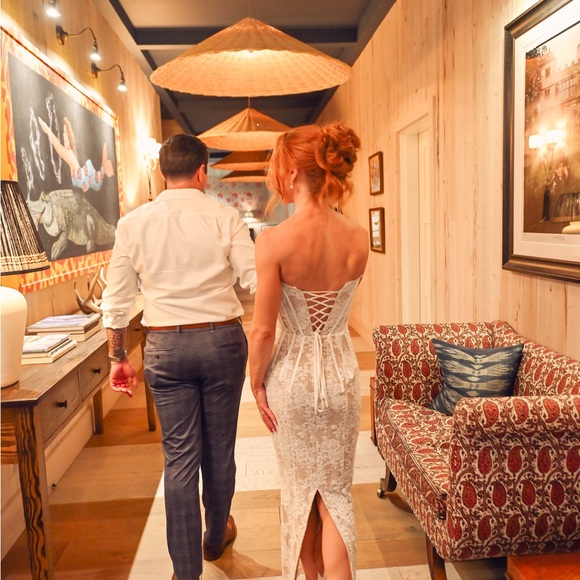 V. Chapman Cream Lace Midi Dress - Picture 7 of 16